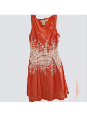 Reg $150 Max Studio embroidery peach dress size S